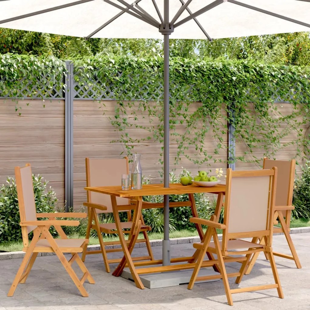 Cadeiras jardim reclin. 4 pcs tecido/madeira maciça