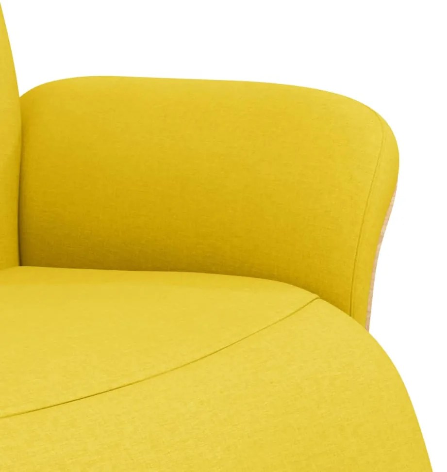 Cadeira reclinável com apoio de pés tecido amarelo-claro