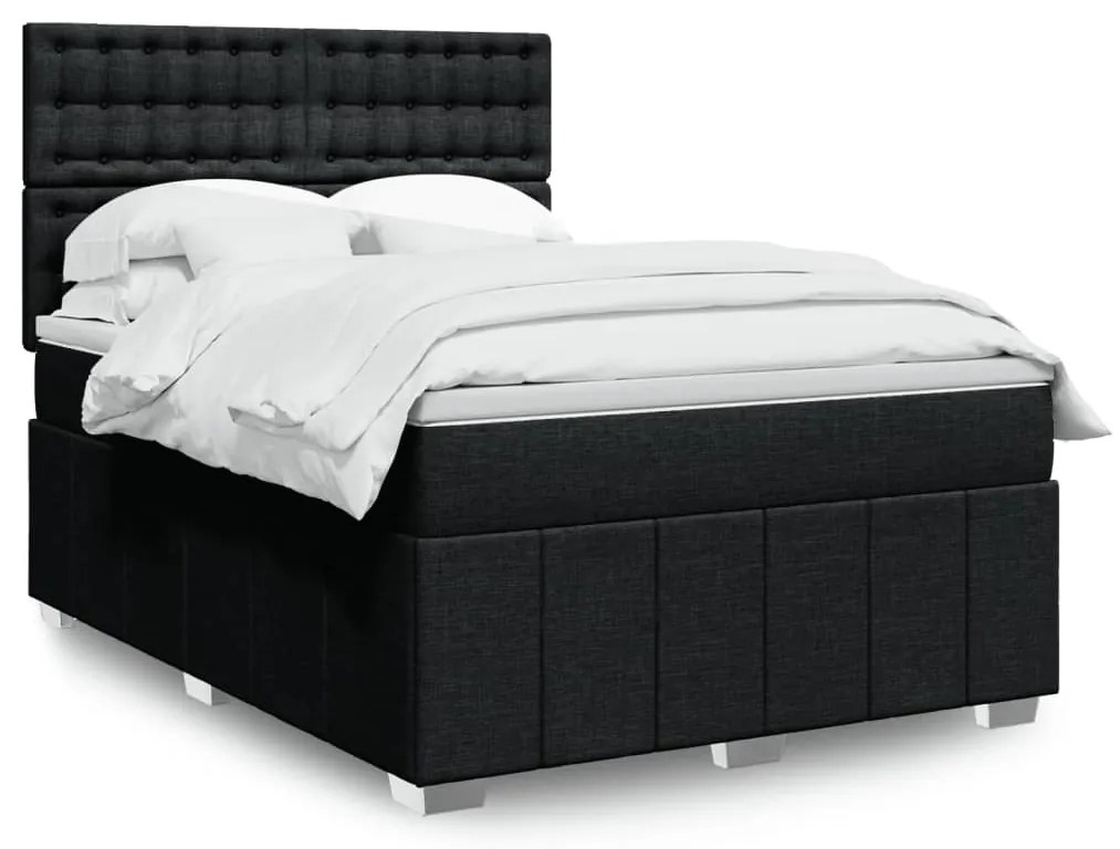 Cama com molas/colchão 140x190 cm tecido preto