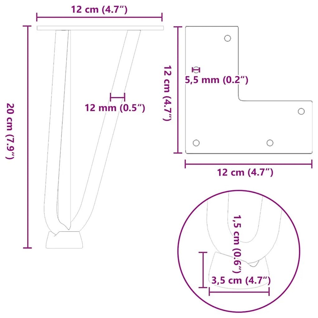 Pernas de grampo para mesa de centro 4 peças pretas 20 cm aço maciço