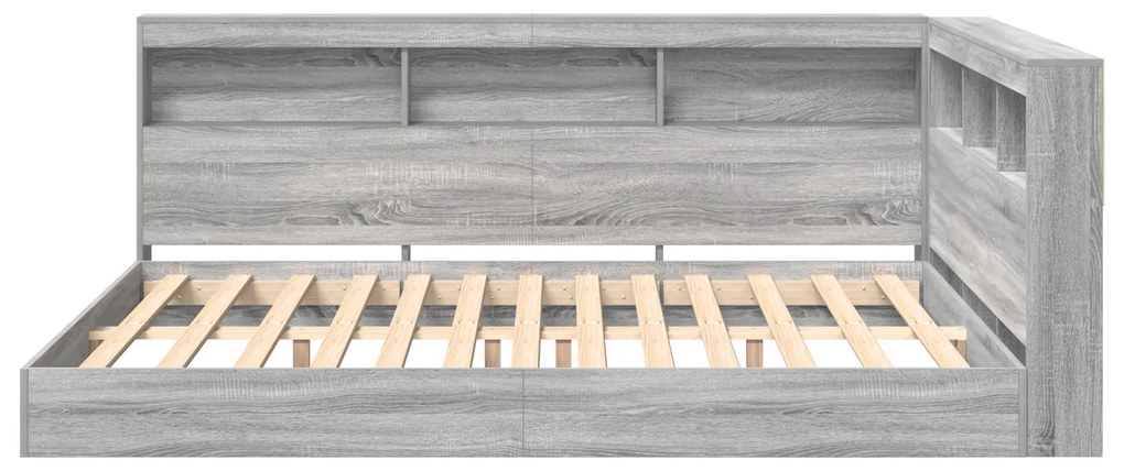 Cama com Estante Cinza Sonoma 140x200 cm Madeira Industrial