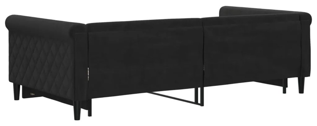 Sofá-cama com gavetão 100x200 cm veludo preto