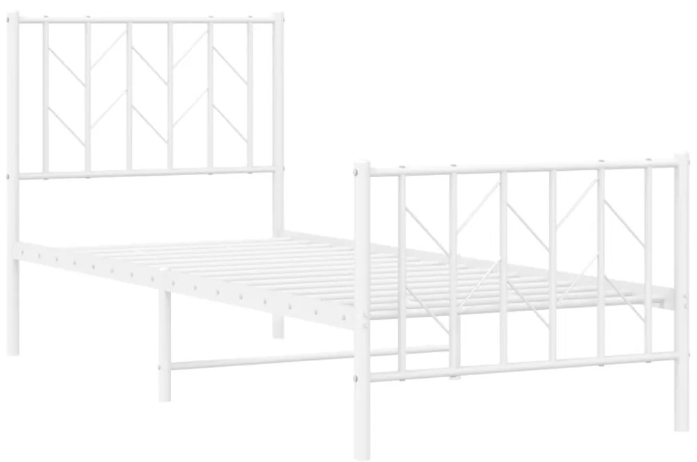 Estrutura de cama com cabeceira e pés 75x190 cm metal branco