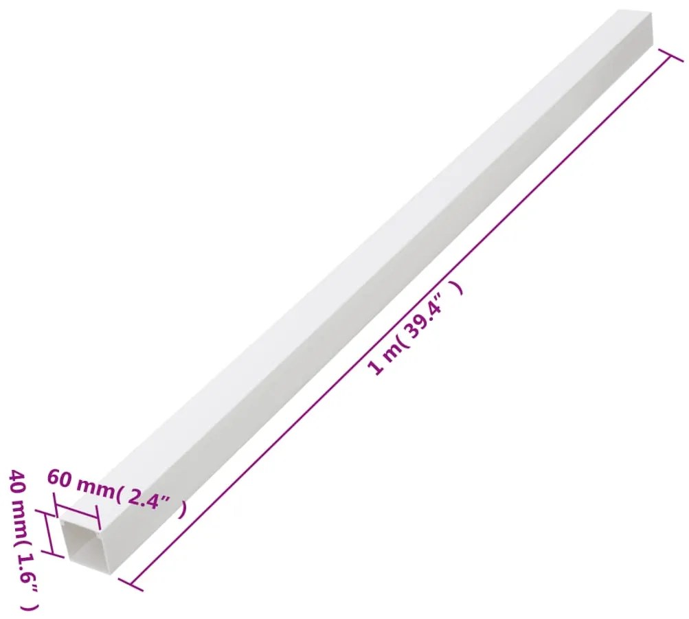 Calhas para cabos 60x40 mm 10 m PVC