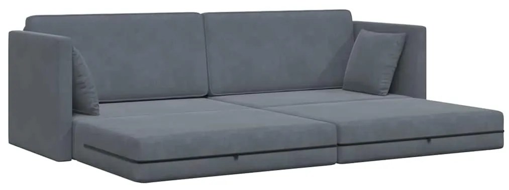 Sofá Cama 2 em 1 Cinza Escuro 213x144x60 cm Veludo
