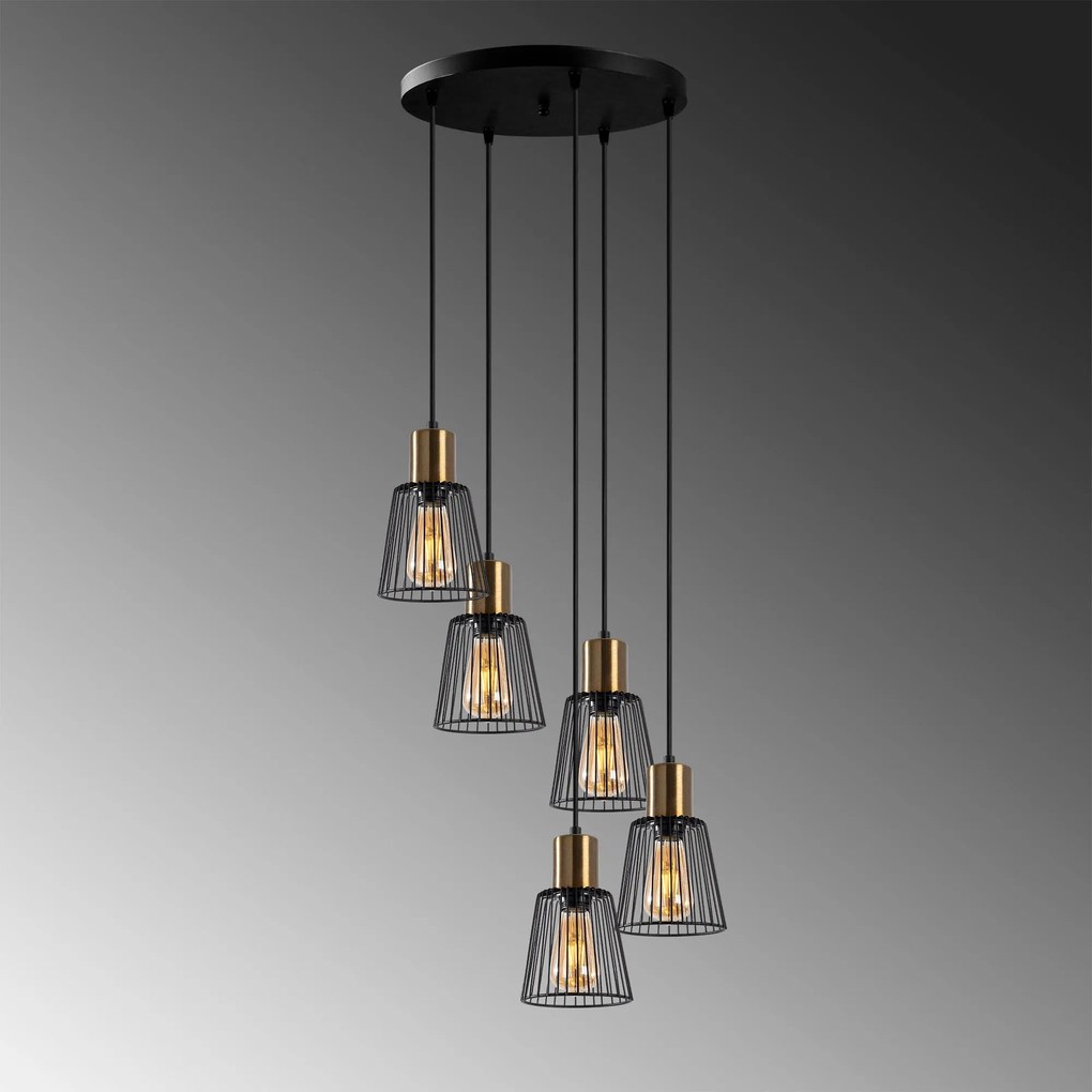 Candeeiro de Teto Kemtel – Preto Antique – 48 x 48 x 115 cm