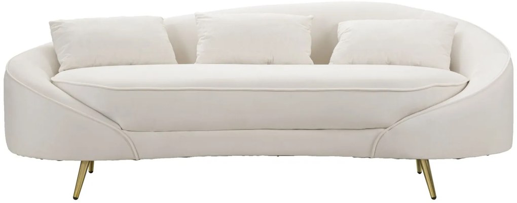 SOFÁ DE 3 LUGARES COM ALMOFADAS 185X84X68 CM CREME E DOURADO