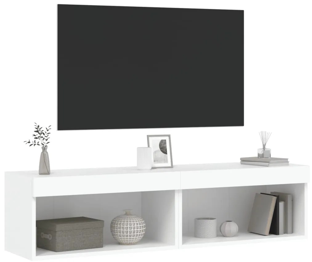 Móveis de TV com luzes LED 2 pcs 60x30x30 cm branco