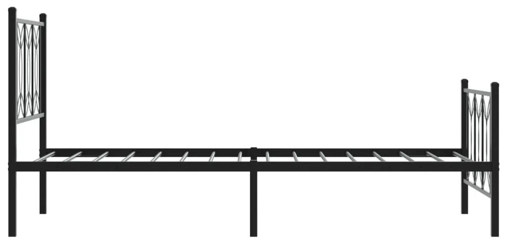 Estrutura de cama com cabeceira e pés 90x200 cm metal preto