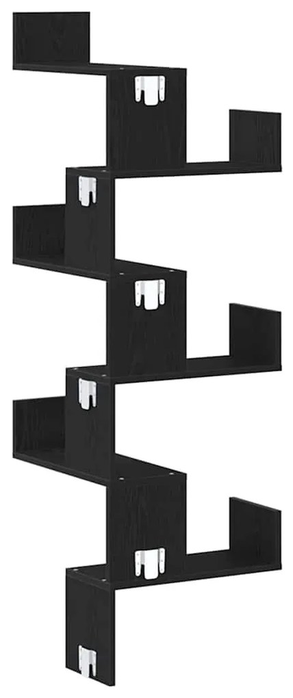 Prateleira de Canto vidaXL Preto Carvalho 45x45x147 cm Madeira Revesti