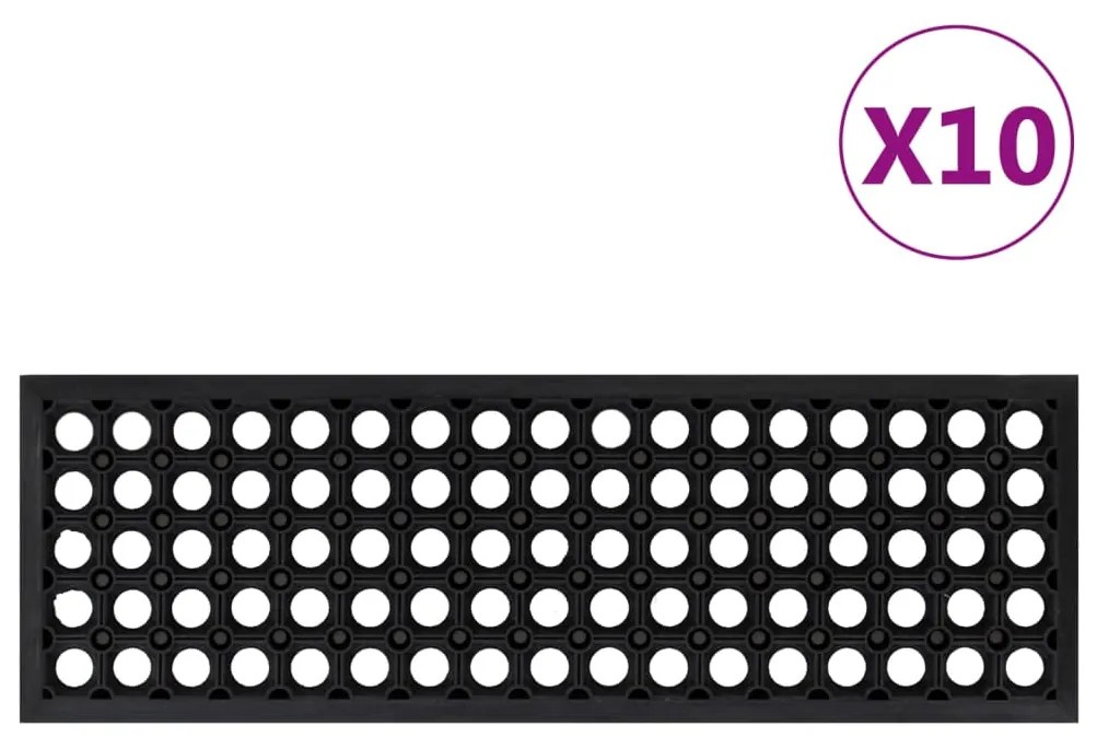 vidaXL Tapetes para degraus de escada 10 pcs 25x75 cm borracha