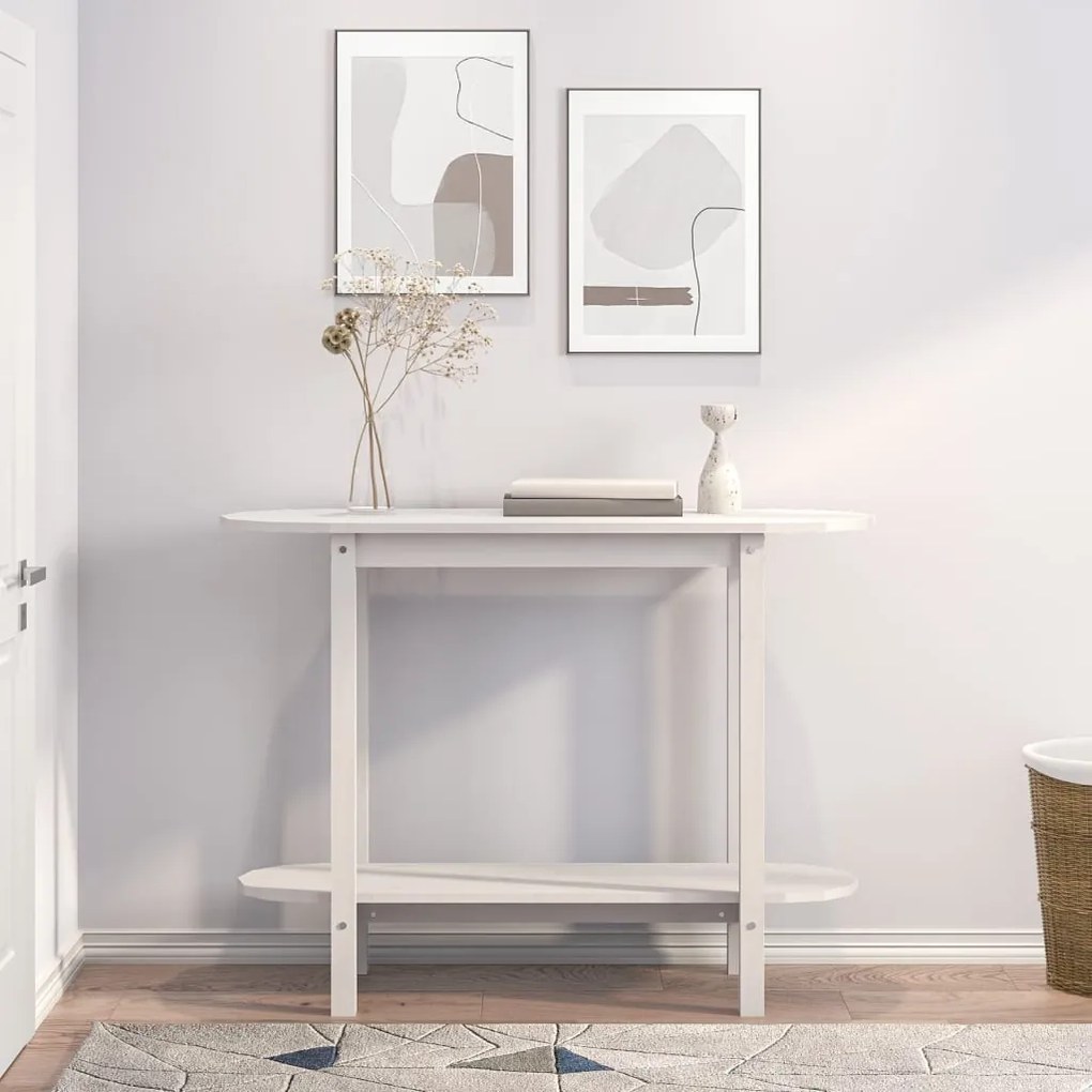 Mesa consola 110x40x80 cm pinho maciço branco