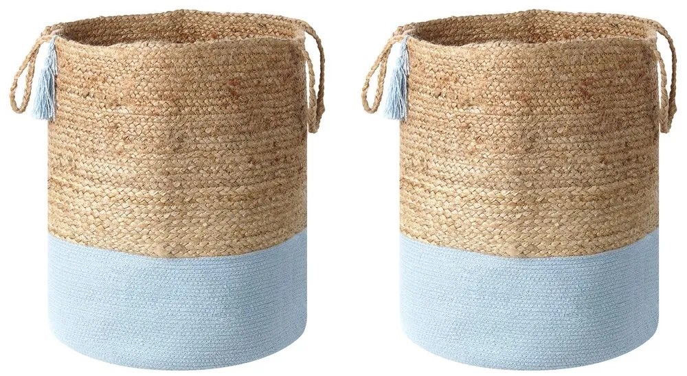 Conjunto de 2 cestos em juta branca e azul GAJAR Beliani