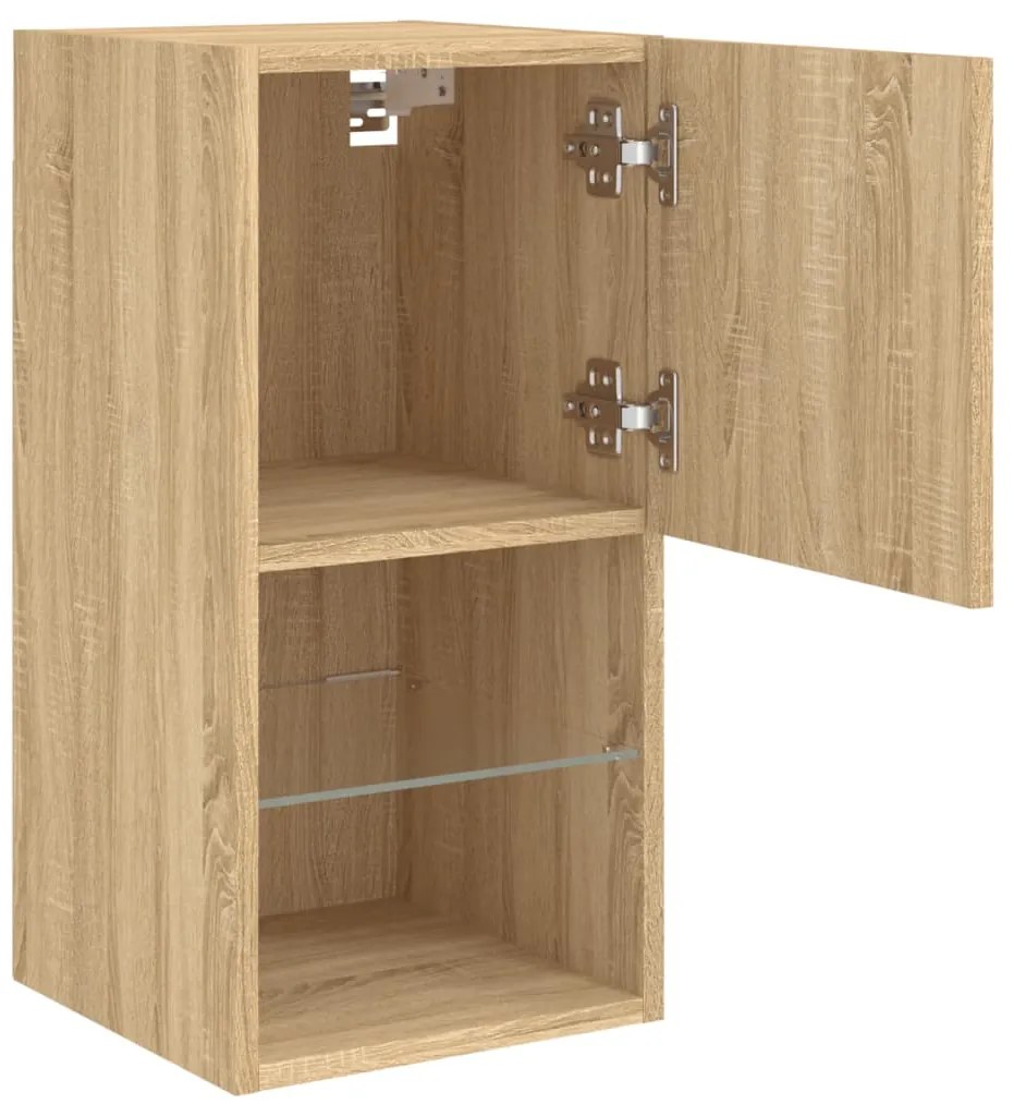 Móvel de TV com luzes LED 30,5x30x60 cm carvalho sonoma