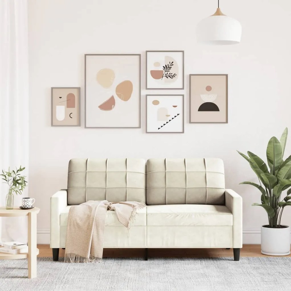 Sofá de 2 lugares veludo 140 cm cor creme
