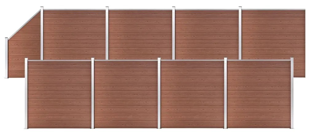 vidaXL Painel vedação WPC 8 quadrados +1 inclinado 1484x186cm castanho