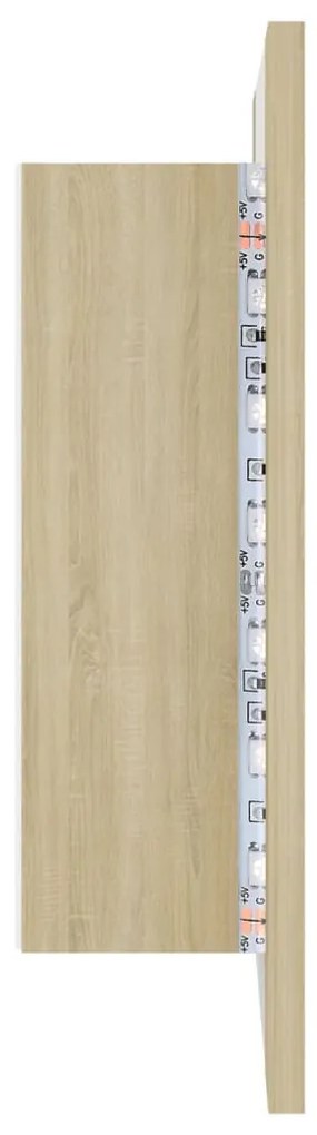 Armário espelhado casa de banho LED acrílico carvalho sonoma