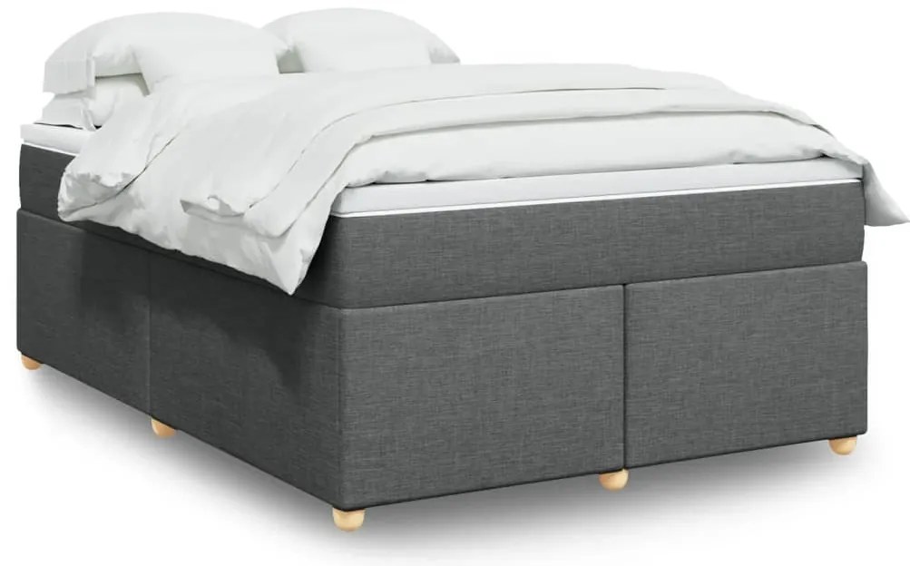 vidaXL Cama com molas/colchão 140x200 cm tecido cinzento-escuro