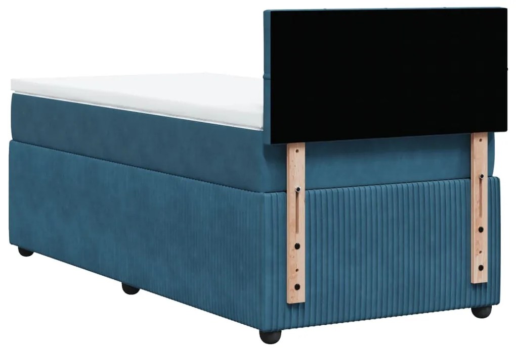 Cama boxspring com colchão 90x200 cm veludo azul