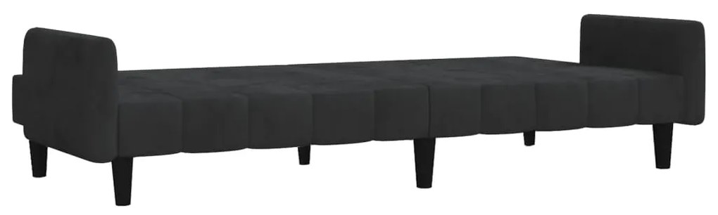 Sofá-cama de 2 lugares veludo preto