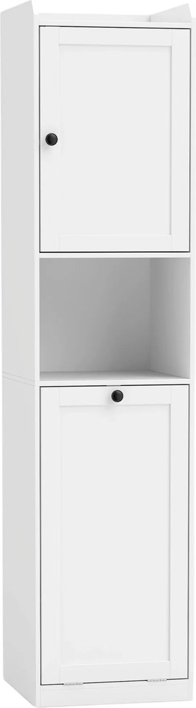 HOMCOM Armário alto para banheiro com cesto de roupa como armário para banheiro 40 cm de largura Branco | Aosom Portugal