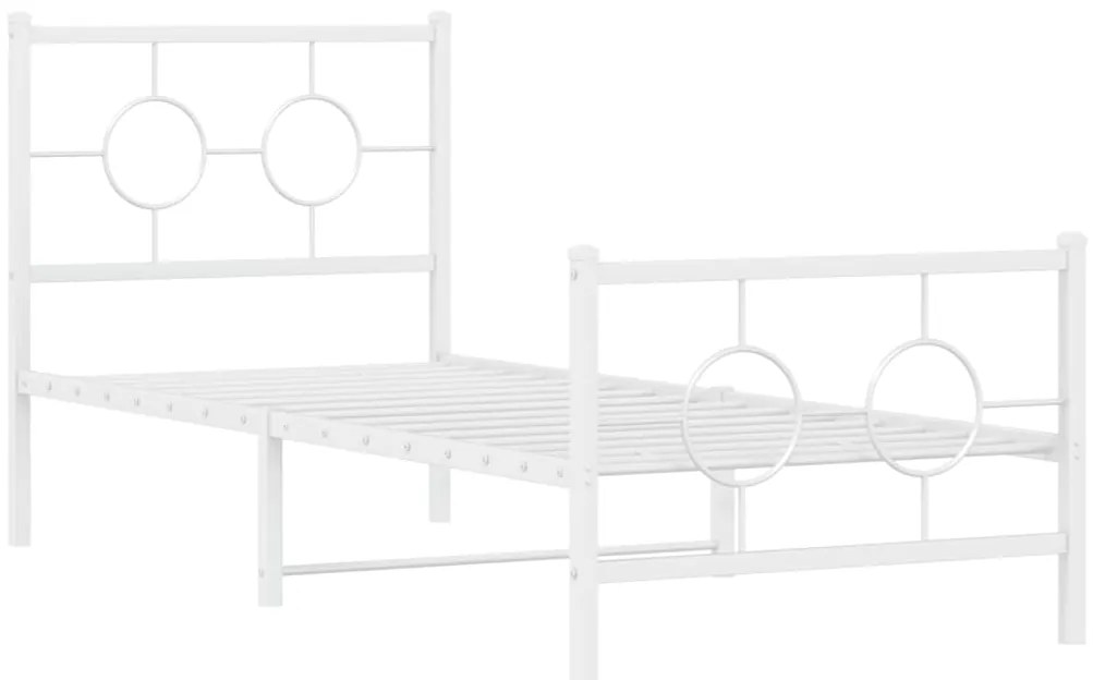 Estrutura de cama com cabeceira e pés 80x200 cm metal branco