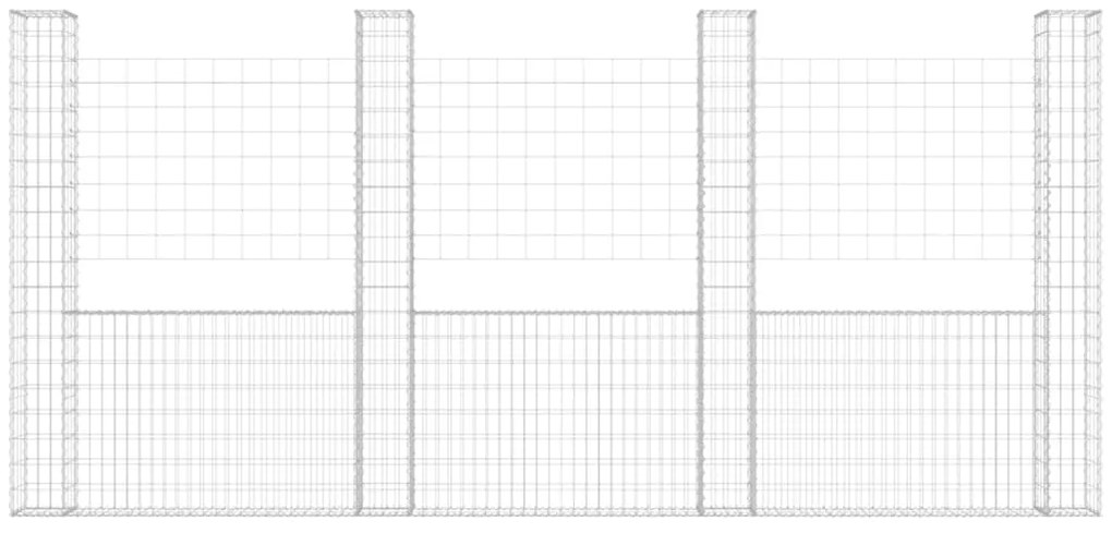 Cesto gabião em forma de U c/ 5 postes 500x20x200 cm ferro