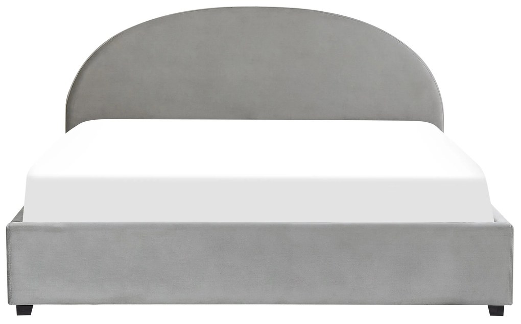 Cama de casal com arrumação em veludo cinzento claro 180 x 200 cm VAUCLUSE Beliani