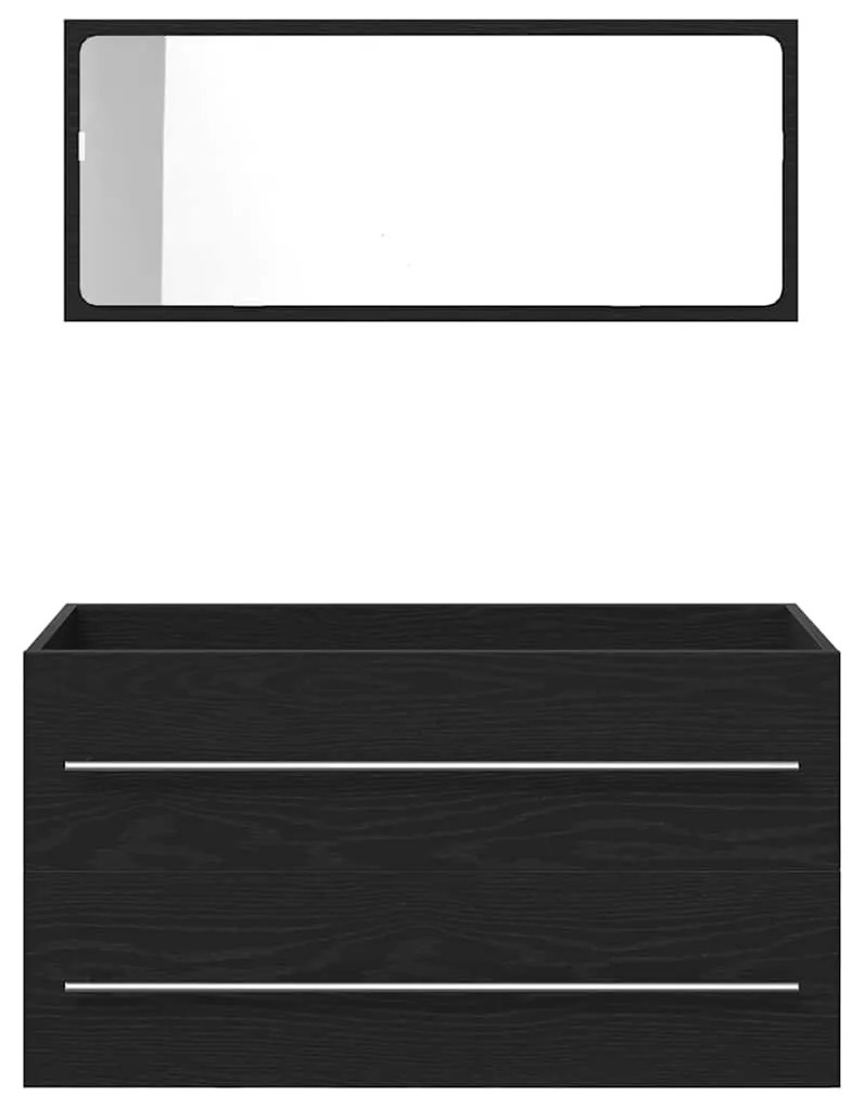 Armário de Pia com Espelho Carvalho Preto 90x45x1,5 cm Madeira de Enge