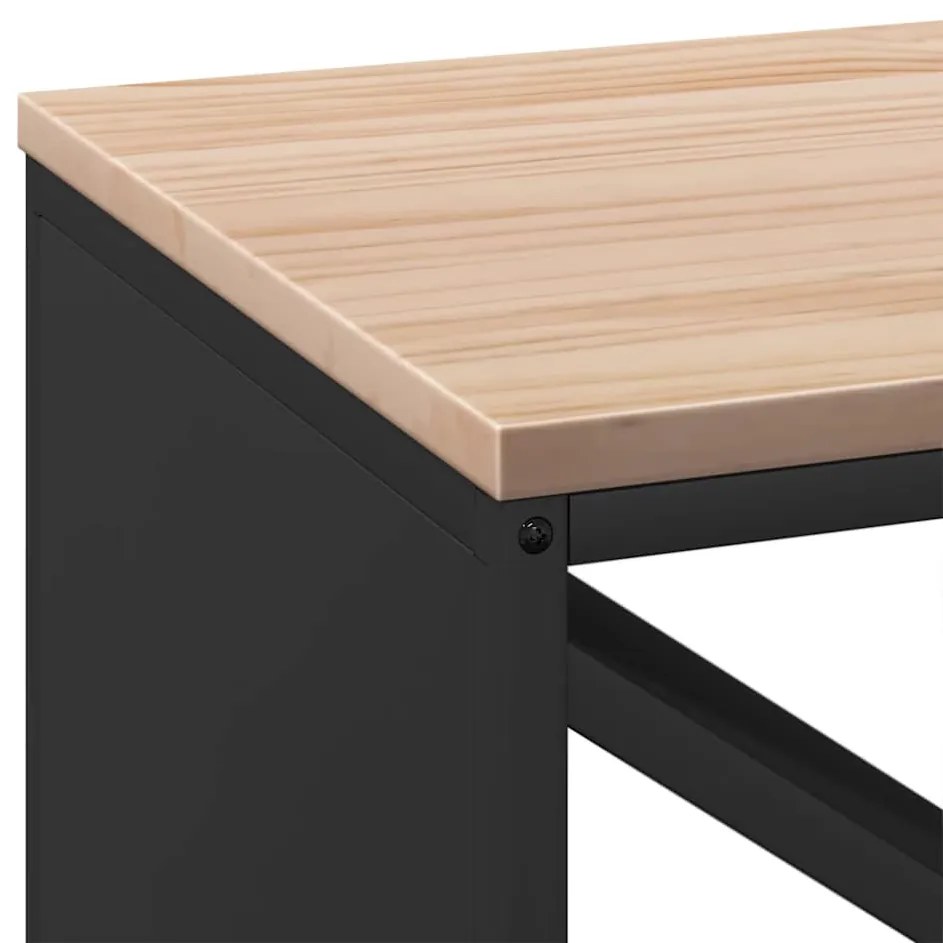 Suporte para lenha com tampo de madeira 100,5x35,5x40 cm preto