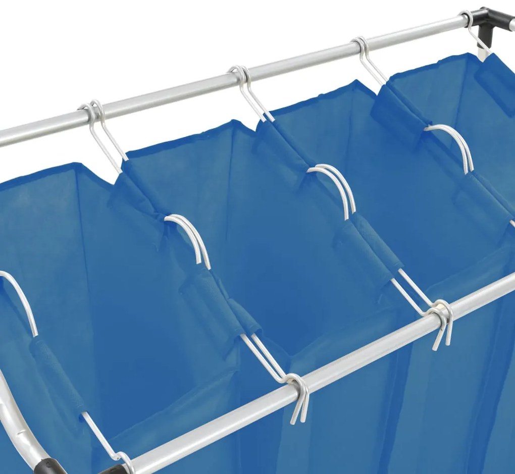 Separador de roupa suja com 4 sacos aço azul