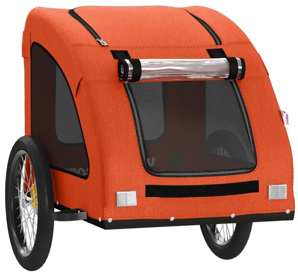 Reboque bicicleta p/ animais tecido oxford/ferro laranja