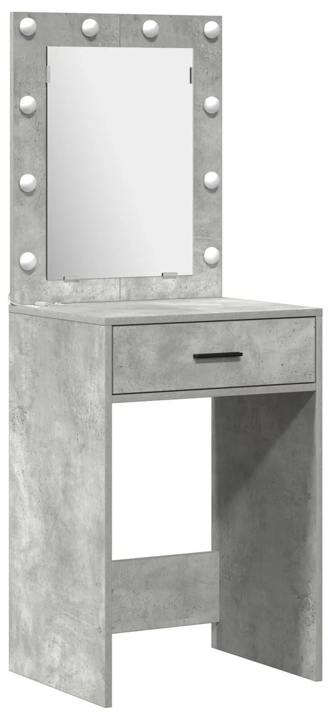 Conjunto de Espelho e Mesa de Maquilhagem 2 Peças com LED Cinza Betão