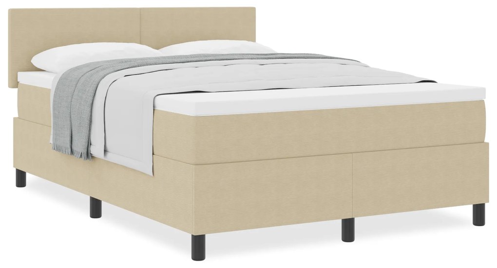 Cama Box Spring com Colchão Verde Claro Cinza 140x200 cm Tecido de Vel
