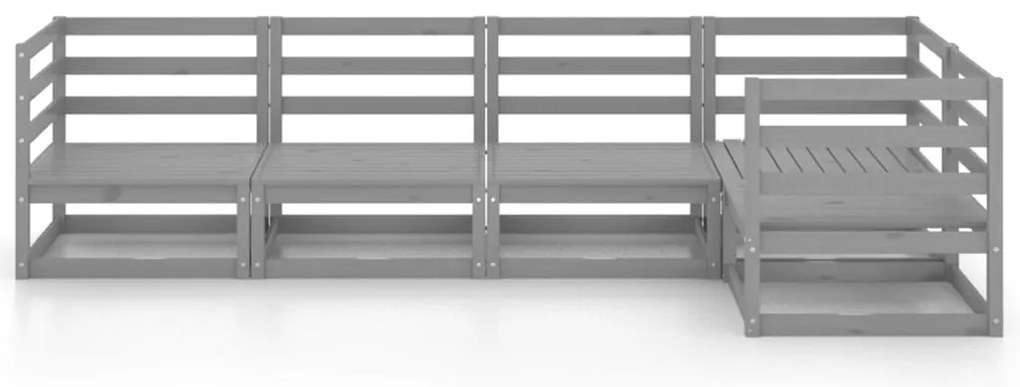 5 pcs conjunto lounge de jardim pinho maciço cinzento