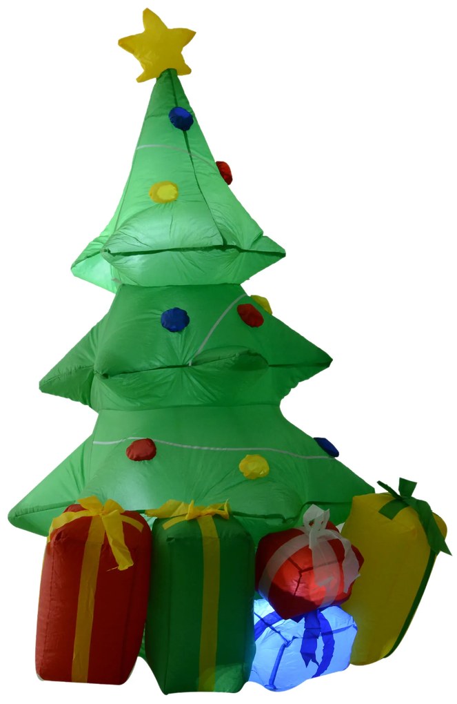 ® Árvore de Natal Inflável 1.5m Árvore Decorativo com Enfeites de Prendas Iluminado LED
