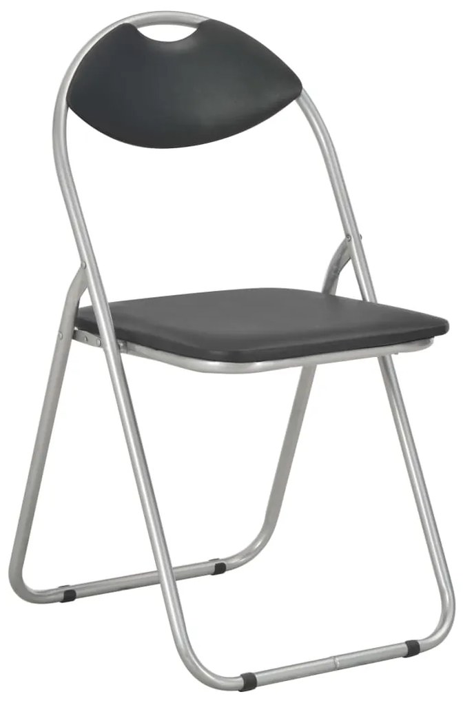 Cadeiras de jantar dobráveis 4 pcs couro artificial preto