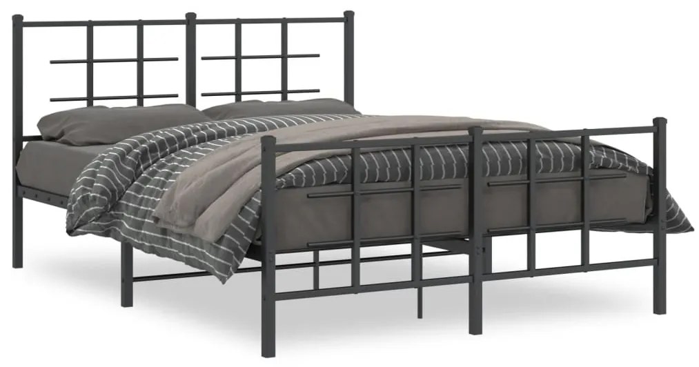 vidaXL Estrutura de cama com cabeceira e pés 140x190 cm metal preto