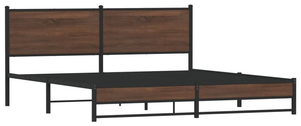 Estrutura cama sem colchão 160x200 cm metal carvalho castanho