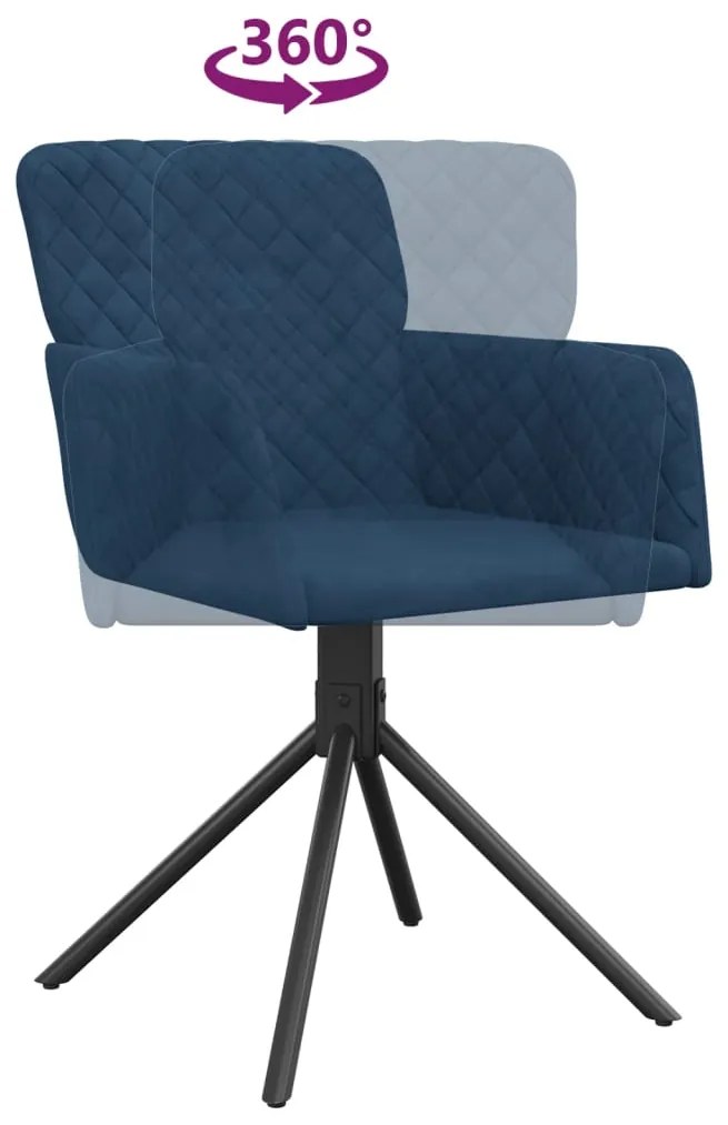 Cadeiras de jantar giratórias 2 pcs veludo azul