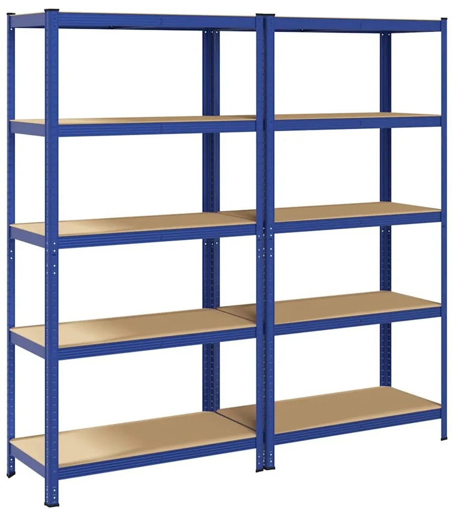 Prateleiras de armazenamento de 5 camadas 2 pcs aço azul