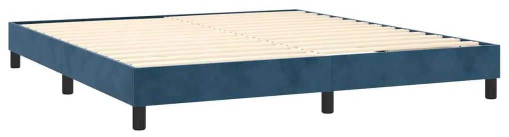 Cama box spring c/ colchão/LED 180x200 cm veludo azul-escuro