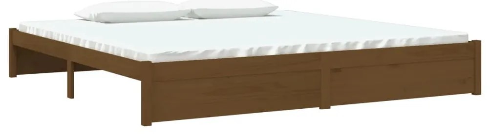 Estrutura de cama 200x200 cm madeira maciça castanho mel