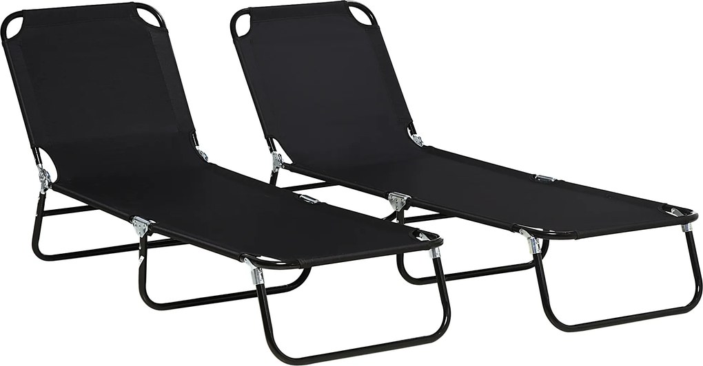 Outsunny Conjunto de 2 espreguiçadeiras dobráveis espreguiçadeira de jardim com encosto ajustável em 5 posições até 120kg | Aosom Portugal