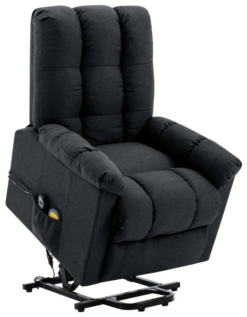 vidaXL Poltrona de massagens elevatória tecido cinzento-escuro