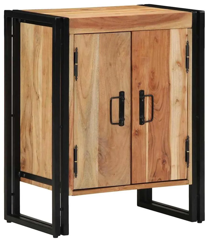 vidaXL Armário de Sapatos com porta Castanho Madeira de acácia maciça