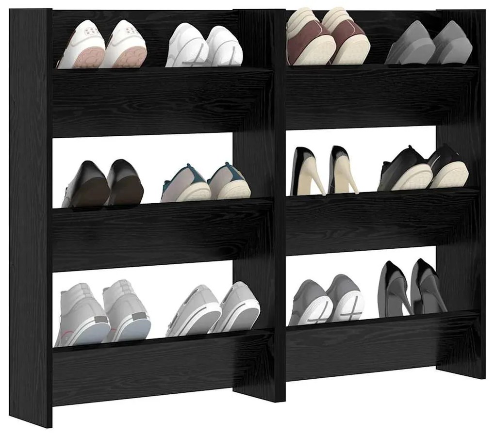 Armários para Sapatos de Parede 2 pcs Carvalho preto