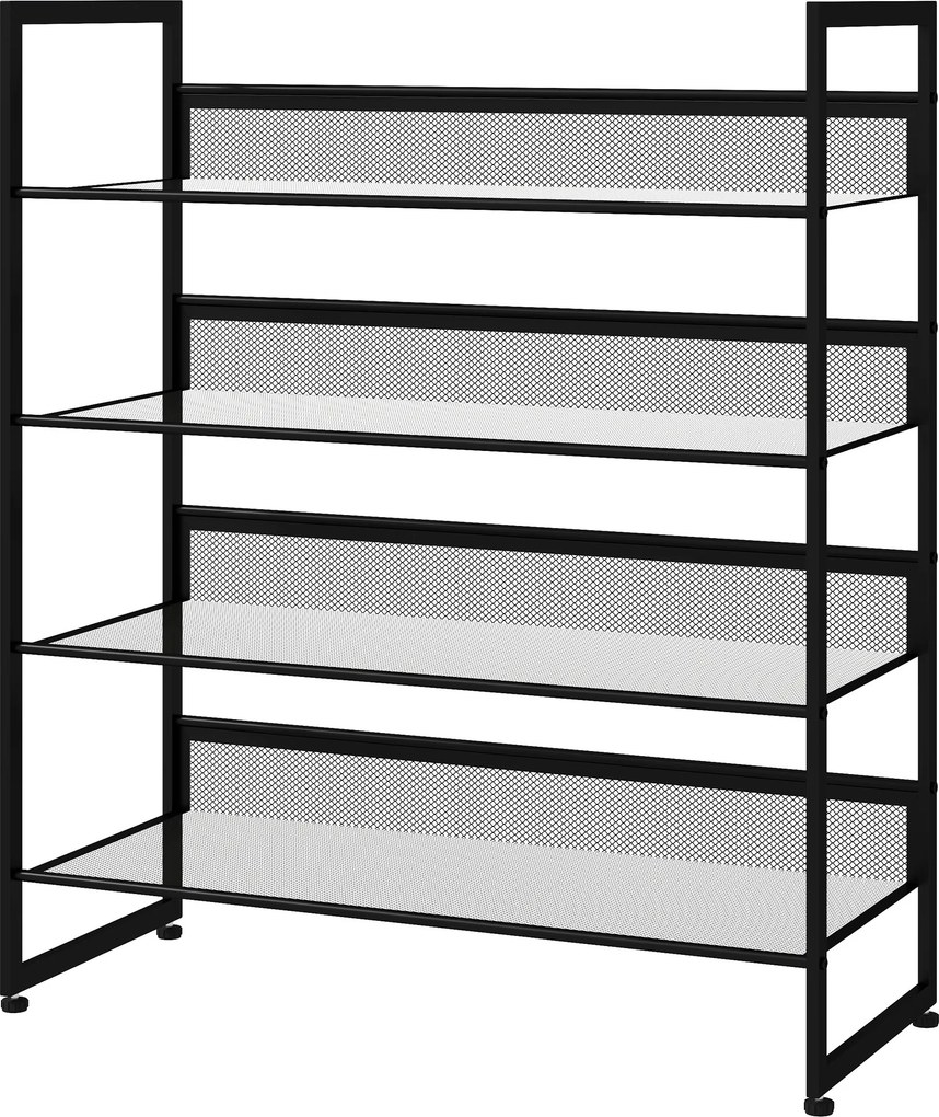 HOMCOM Estante para Sapatos, Prateleira para Sapatos, Suporte para Sapatos, 4 Prateleiras, 72 cm x 30 cm x 82,7 cm, Preto | Aosom Portugal