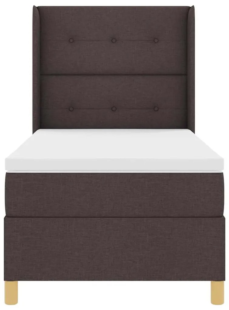 Cama Box com Colchão &amp; LED Marrom Escuro 100x200 cm Tecido