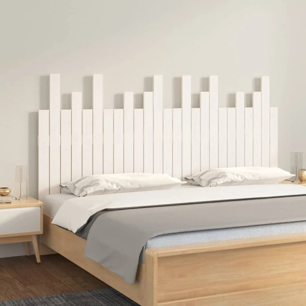 vidaXL Cabeceira de parede 159,5x3x80cm madeira de pinho maciça branco